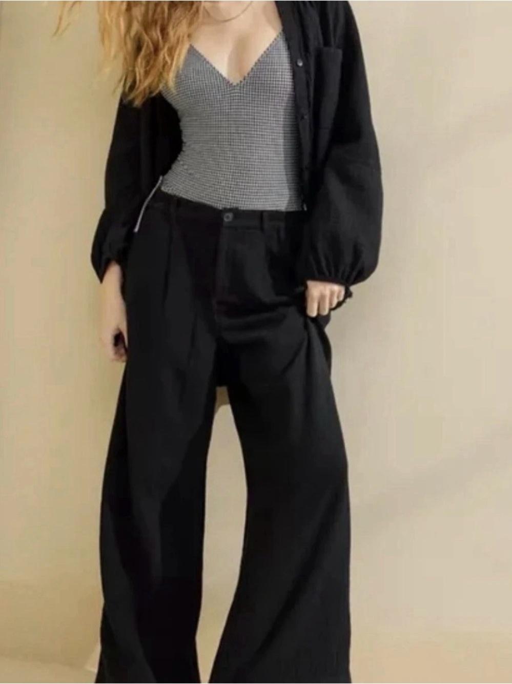 Aerie Daybreak Trousers Wide Leg Gauze Pants Size Small Women’s Black